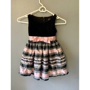Girls 3-4T Formal Velvet A-Line Dress With Ribbon